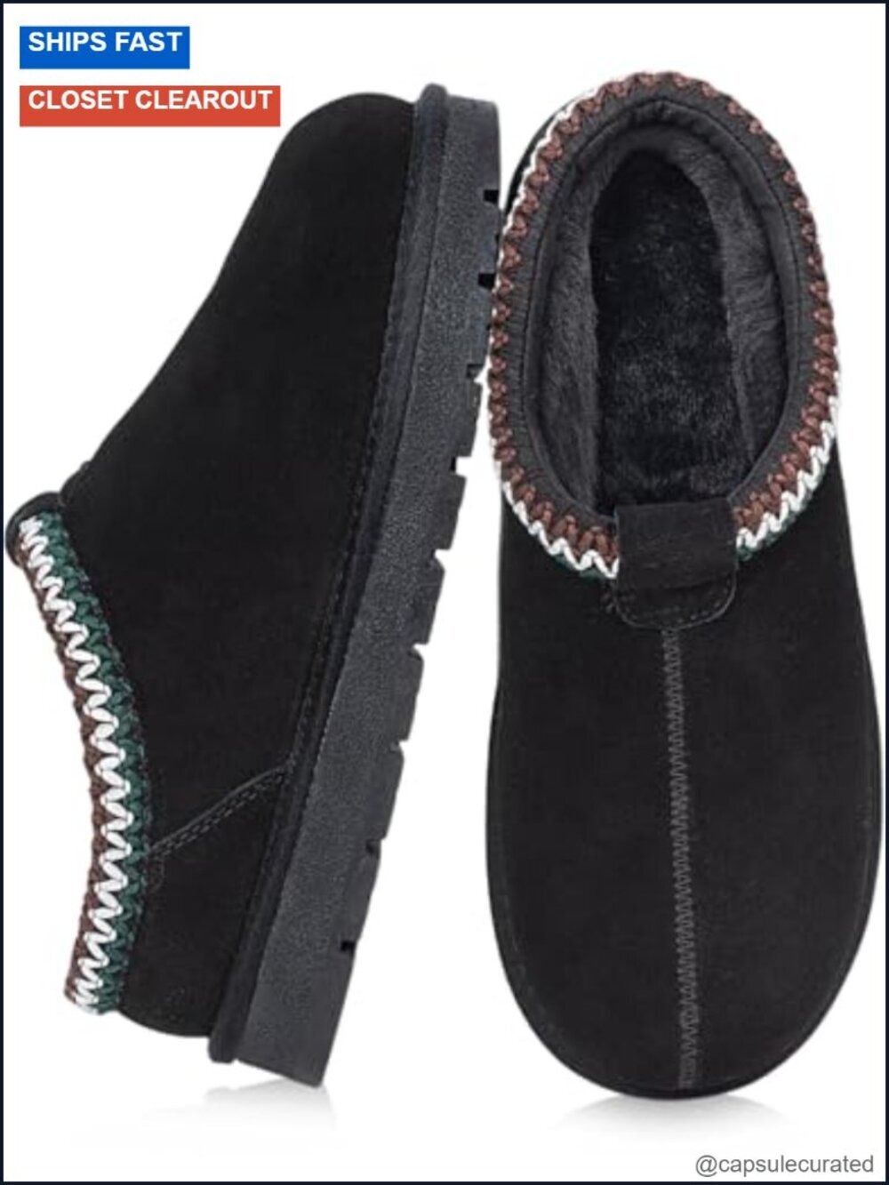 Suede Leather Platform Slippers Slip On Cozy Winter House Slippers Indoor